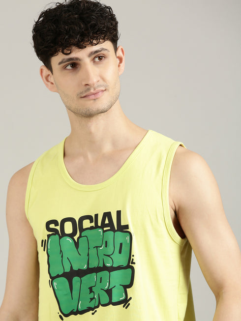 Yellow Printed Tank Top